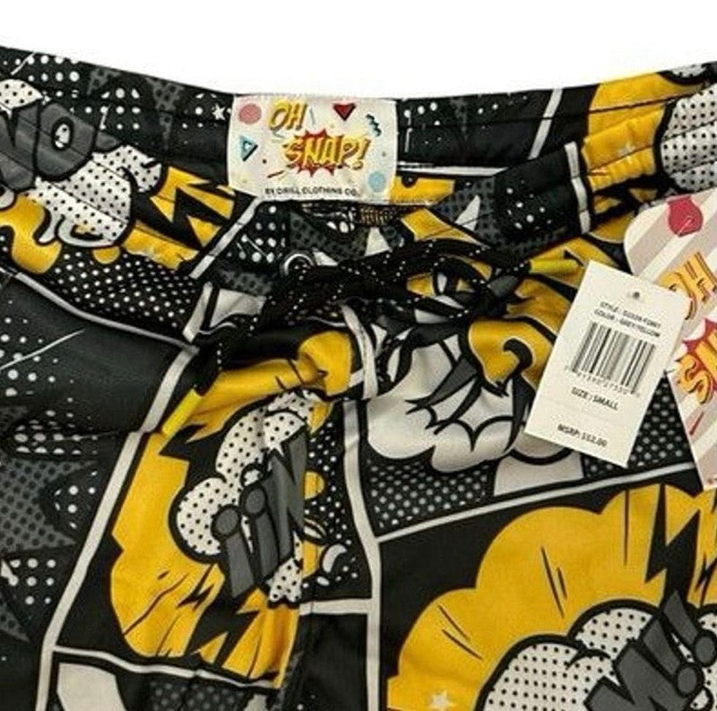Oh Snap! Comic Book Graphic Shorts Pop Art Black Yellow Men’s (Small]1