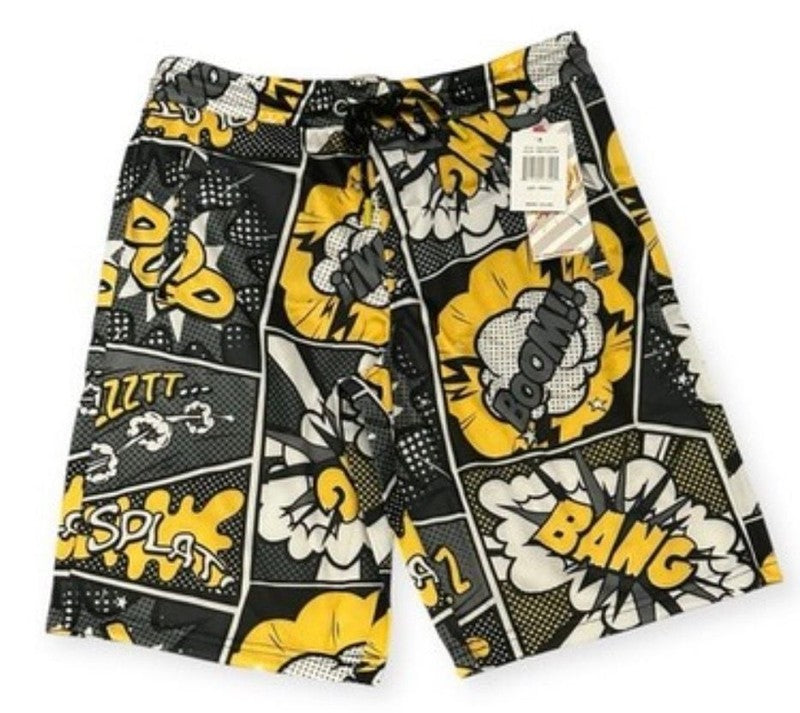 Oh Snap! Comic Book Graphic Shorts Pop Art Black Yellow Men’s (Small]0