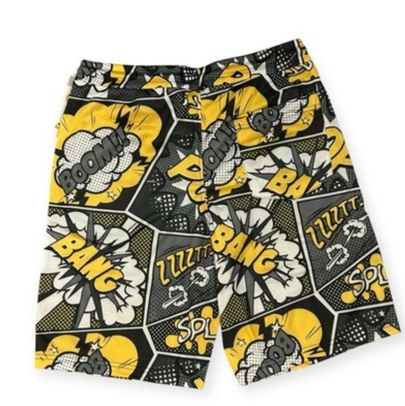 Oh Snap! Comic Book Graphic Shorts Pop Art Black Yellow Men’s (Small]3