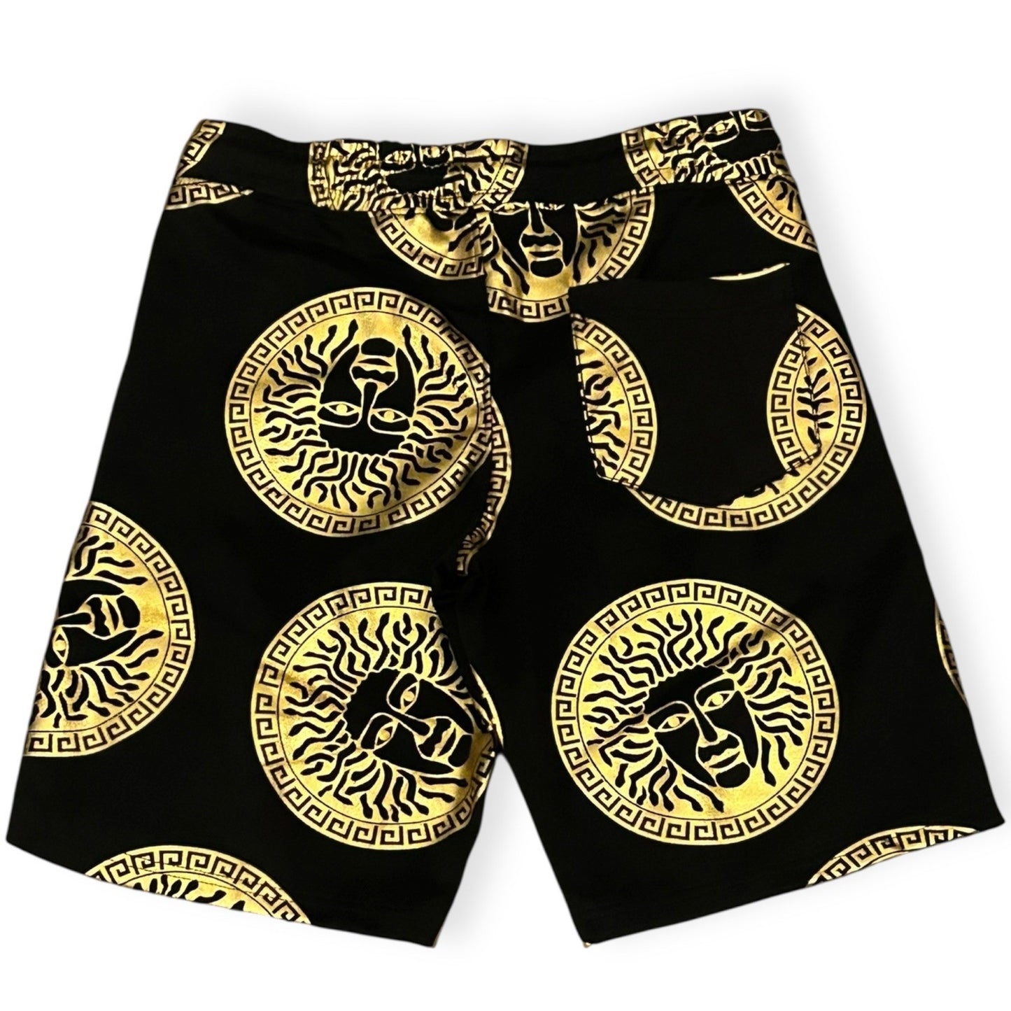  Drill NYC Black & Gold Medusa Print  – Luxury Wear Shorts4