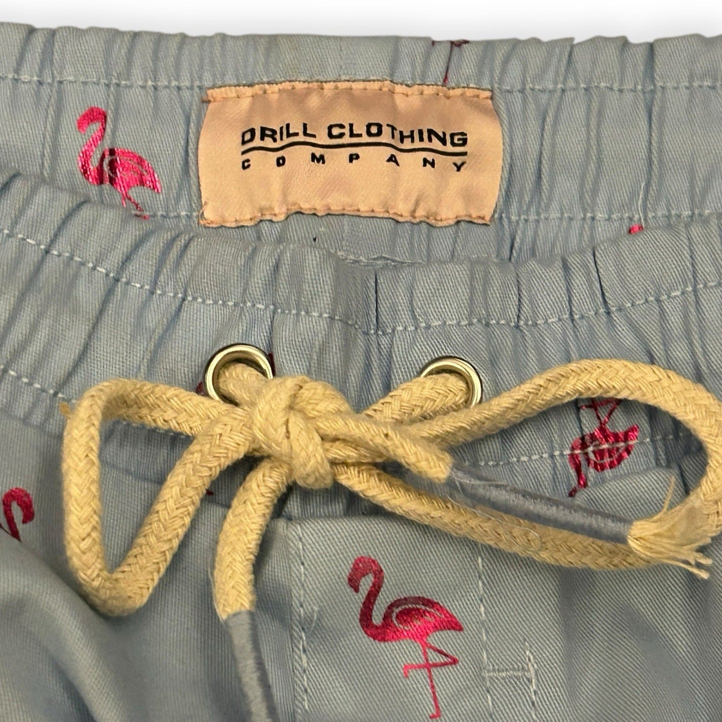 Drill NYC Flamingo Print Shorts – Light Blue & Pink Summer Streetwear (Size Lg)4