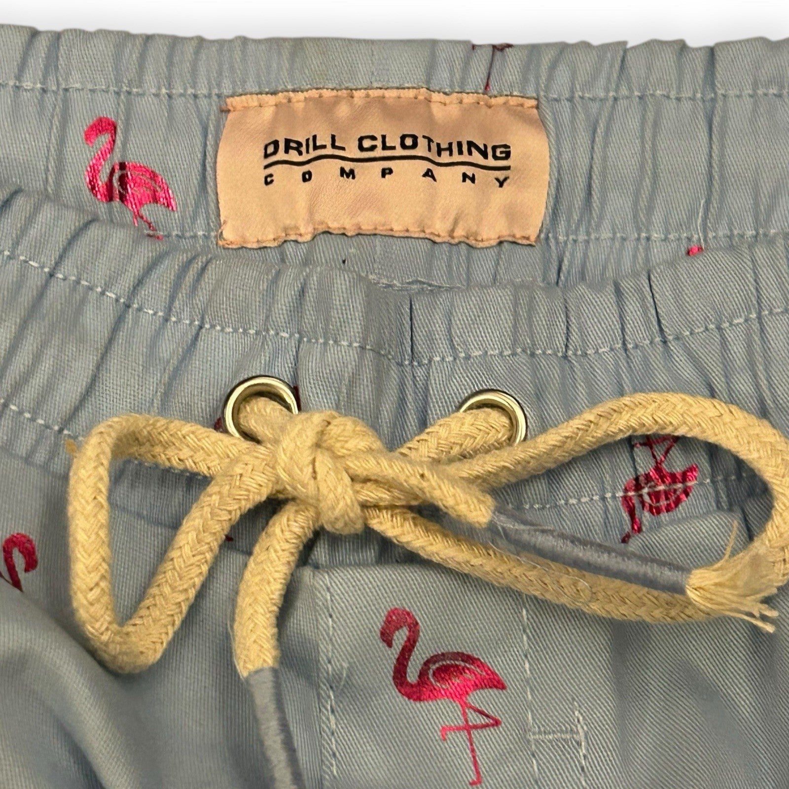 Drill NYC Flamingo Print Shorts – Light Blue & Pink Summer Streetwear (Size Lg)4