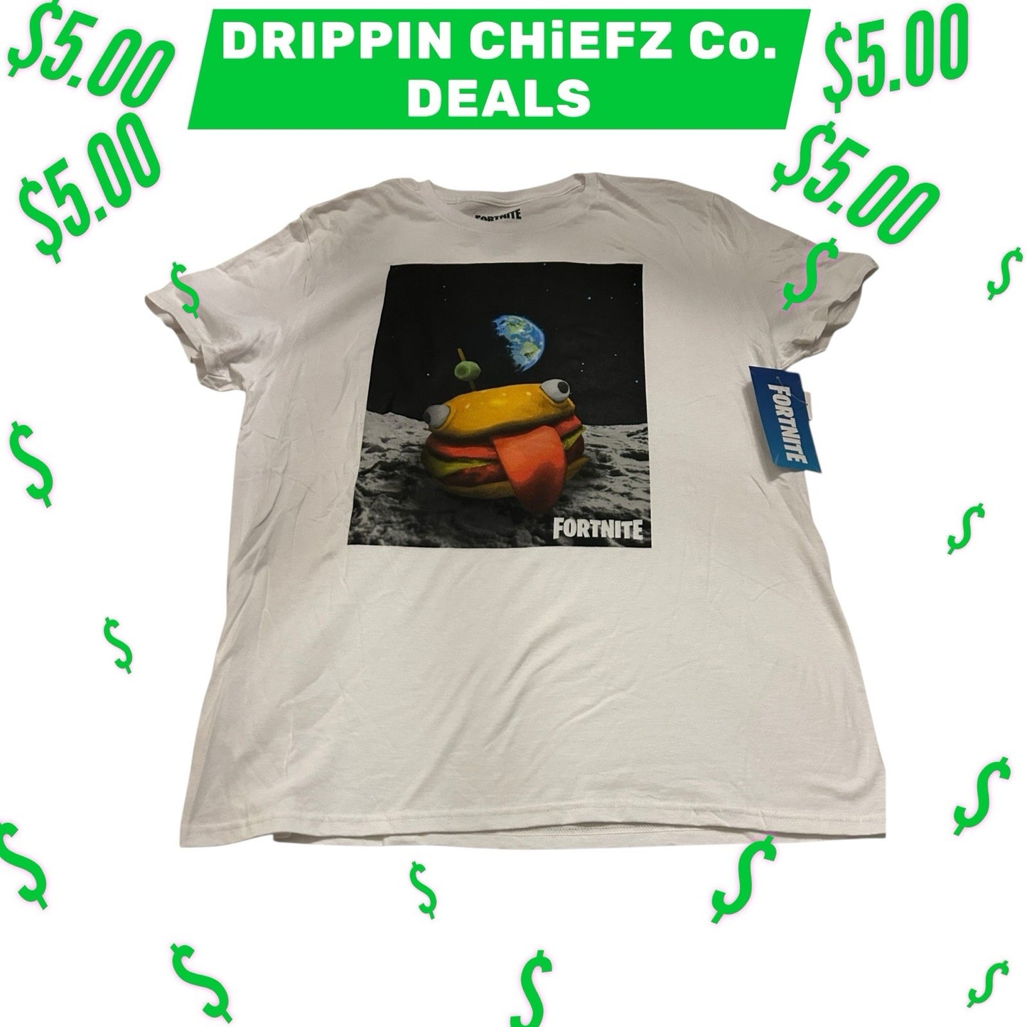  DRIPPIN CHiEFZ $5 DEALZ  Authentic Fortnite Styled Men’s T-Shitt Size [ L ]0