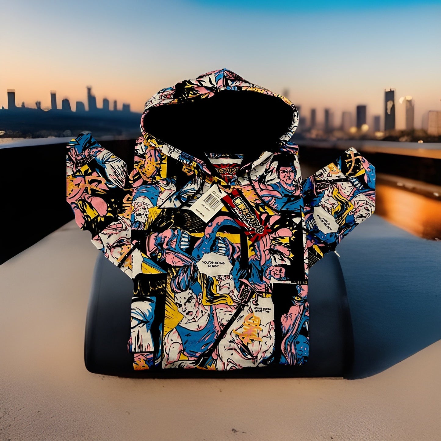Hoodie by: Drill Clothing w/Comic Book Styled Panels (Men’s 2XL) Unisex styled0