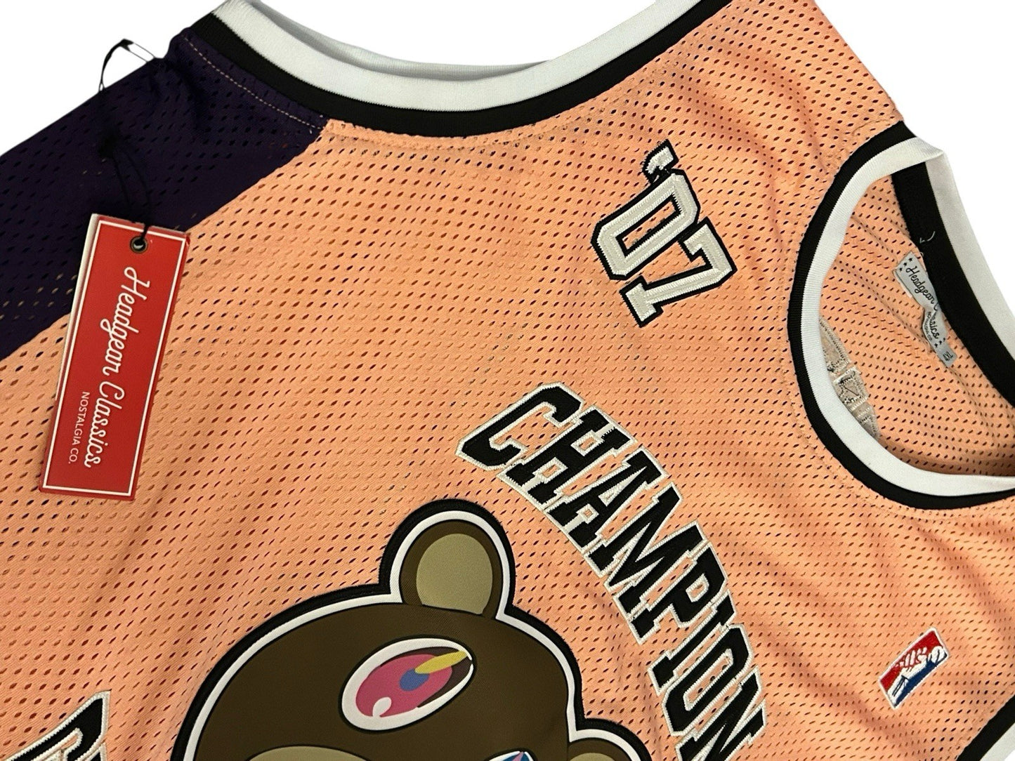  Kanye West  Graduation Bear  ’07 Champion HGC Basketball Jersey (Size-4XL)1