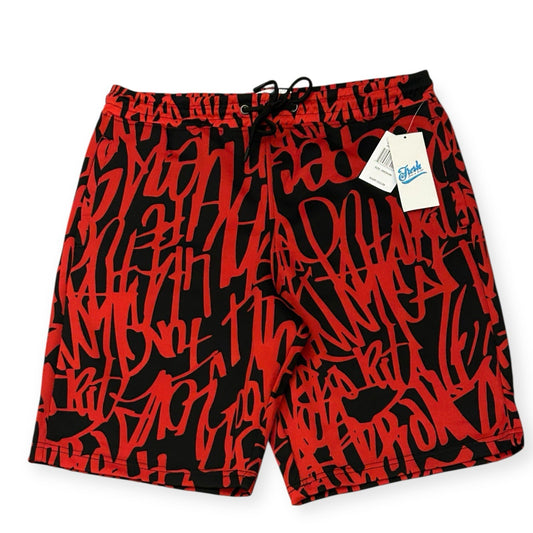 Fresh Prints By: Drill Clothing Co. Red & Black Graffiti Styled Shorts– Size M0
