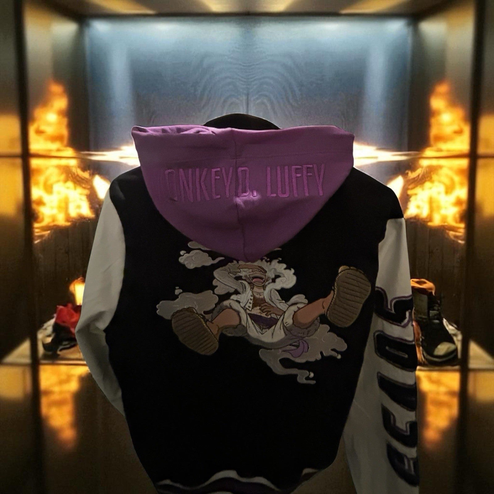  Exclusive  One Piece Purple & Black Gear 5 Varsity Jacket Size [ Medium3