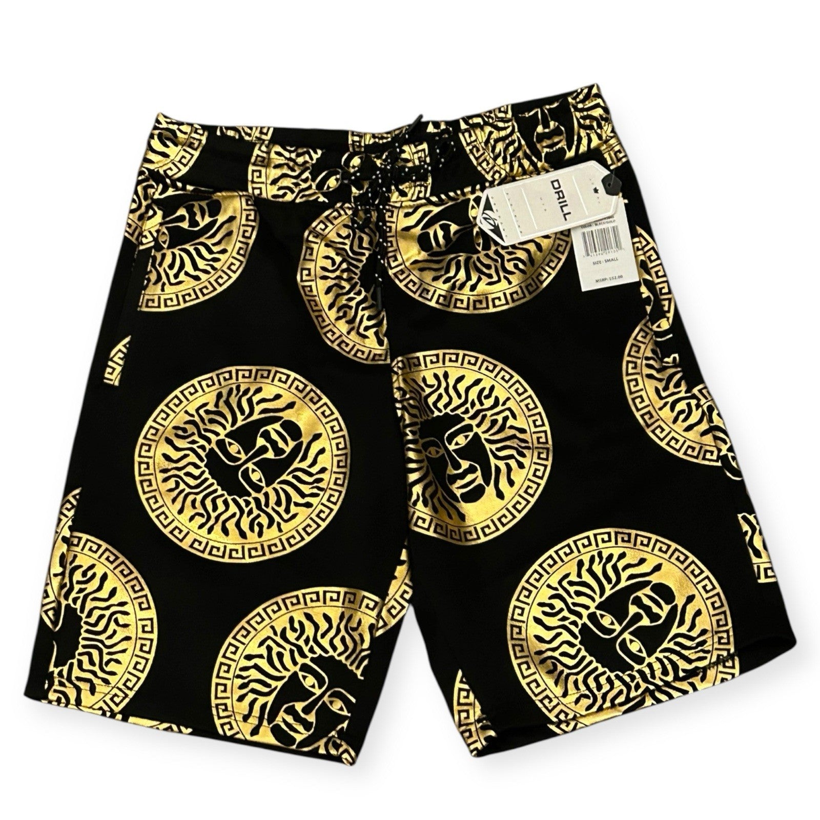 Drill NYC Black & Gold Medusa Print Shorts – Luxury Wear [Versace Inspired]0