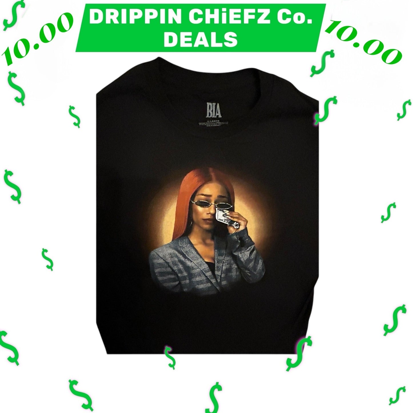 DRIPPIN CHiEFZ $10 DEALS BIA Money Tears Boyfriend Fit Tee Size[ XL ]Unisex1