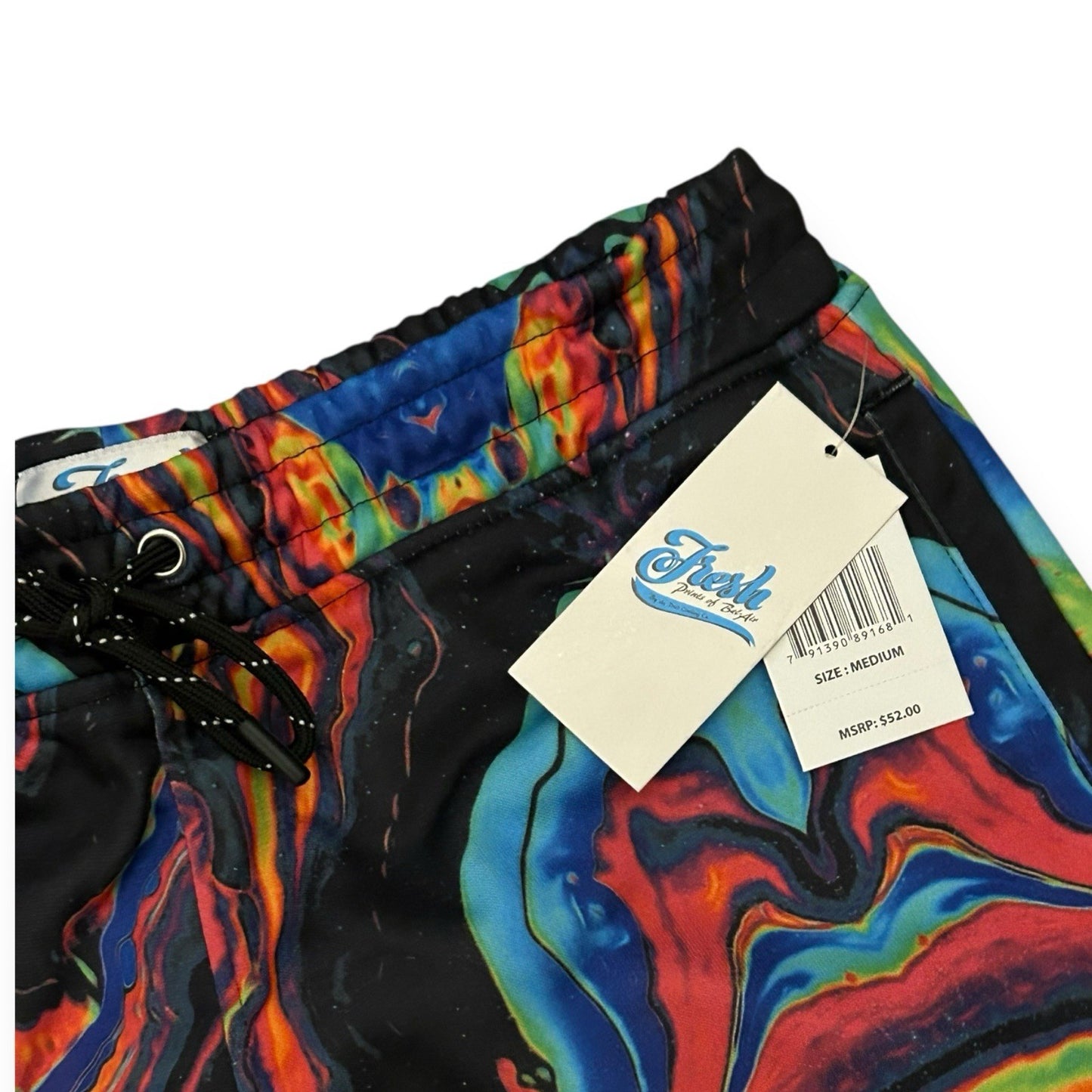  FRESH  Black Neon Psychedelic Print Shorts Men’s Size [ Medium ] Unis3