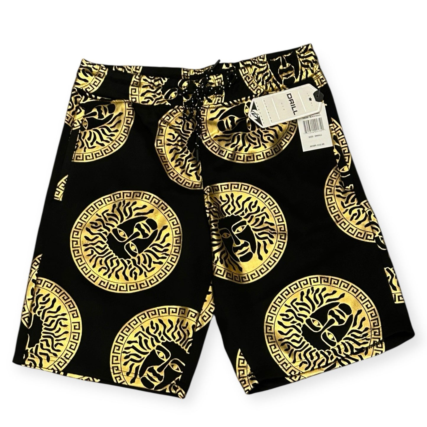  Drill NYC Black & Gold Medusa Print  – Luxury Wear Shorts0