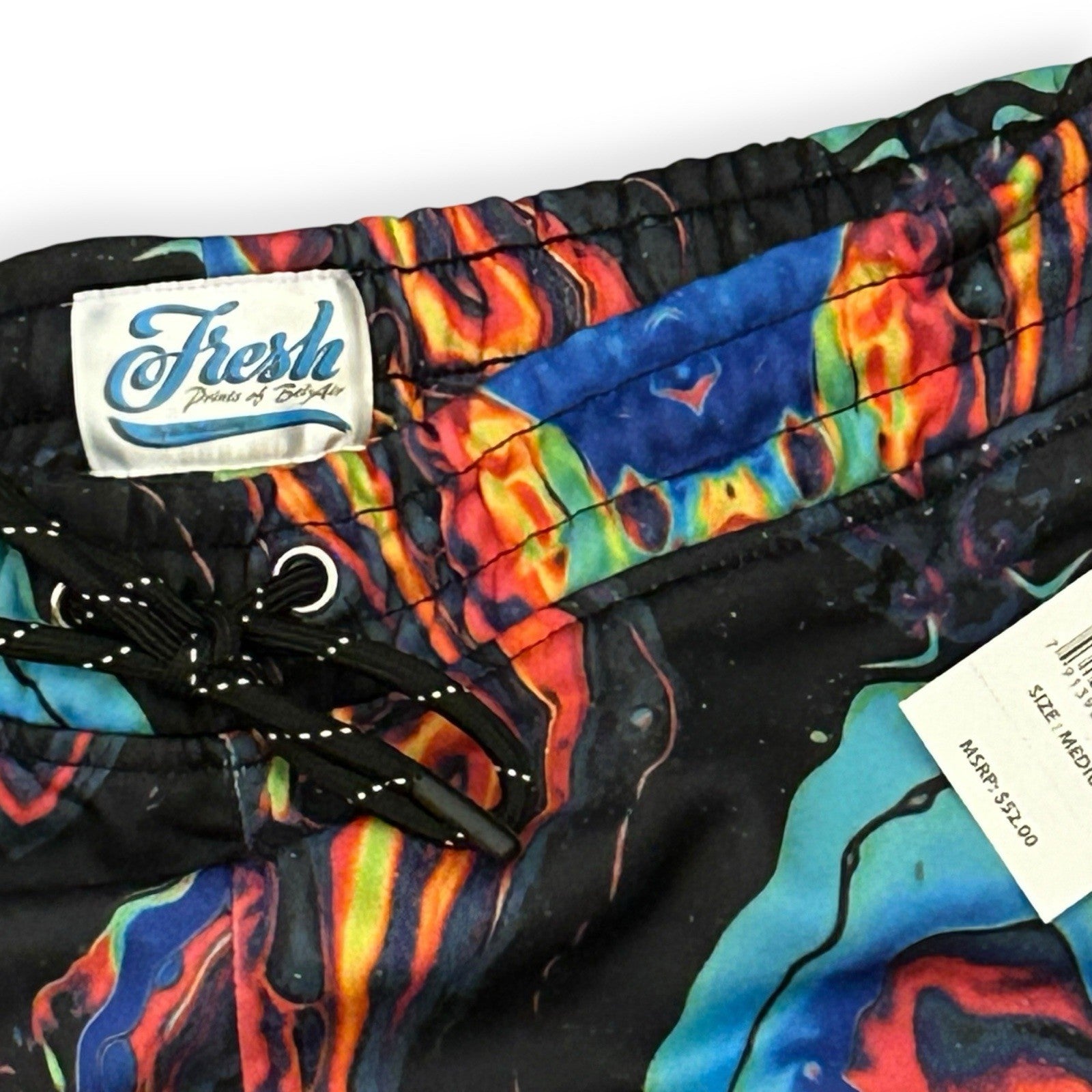  FRESH  Black Neon Psychedelic Print Shorts Men’s Size [ Medium ] Unisex1