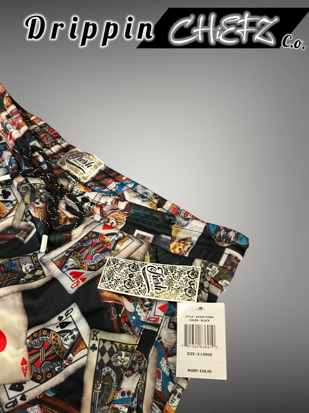 Fresh Prints“All In” Poker Card Graphic Shorts – Streetwear Men’s Size [XL]2