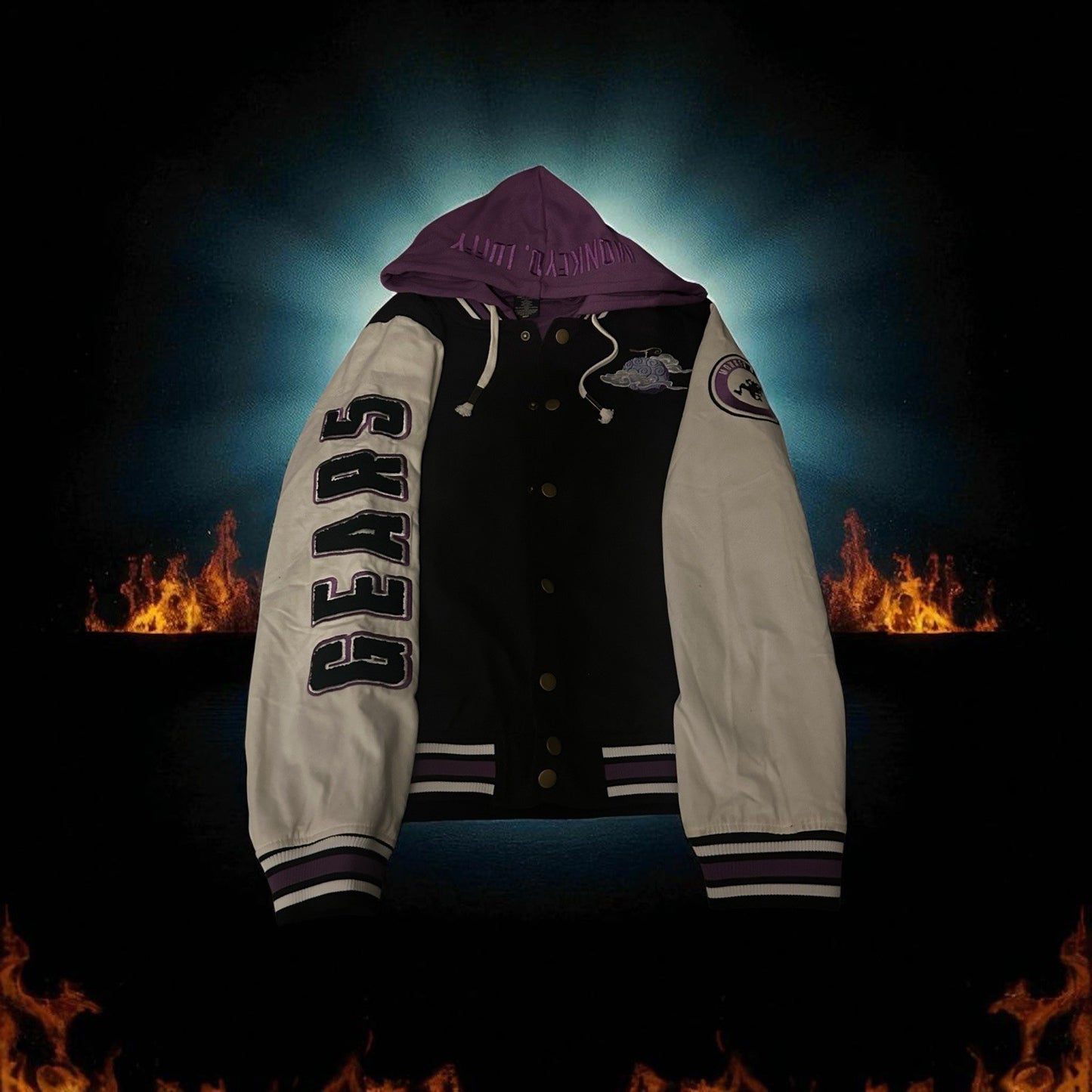  Exclusive  One Piece Purple & Black Gear 5 Varsity Jacket Size [ Medium2