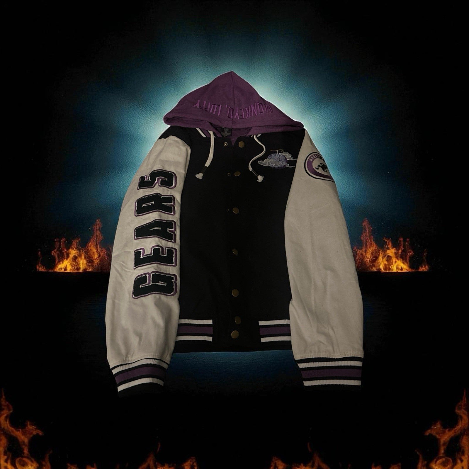  Exclusive  One Piece Purple & Black Gear 5 Varsity Jacket Size [ Medium2