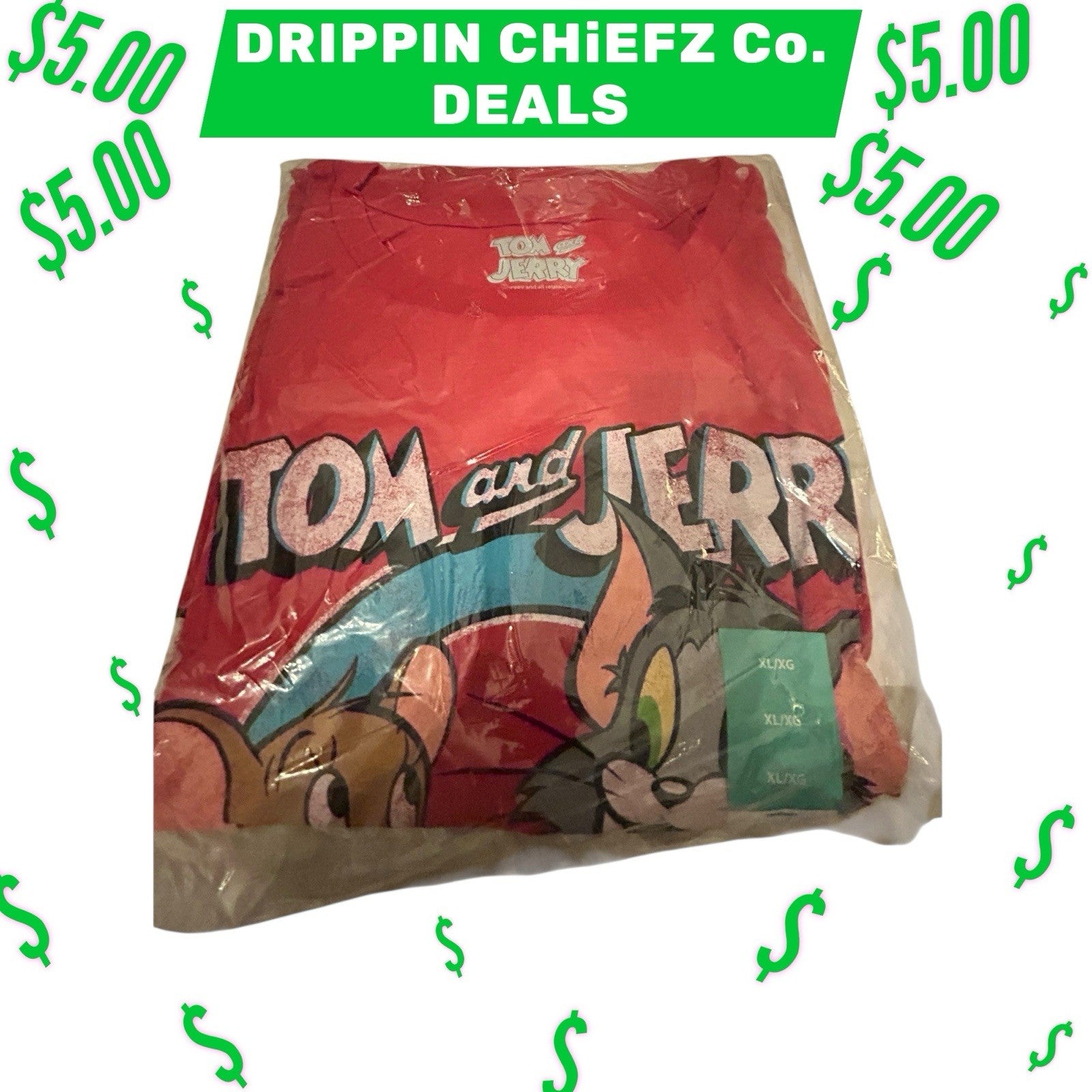  DRIPPIN CHiEFZ $5 DEALS  Vintage TOM & JERRY T-Shirt  Men’s [ XL ] Unisex0