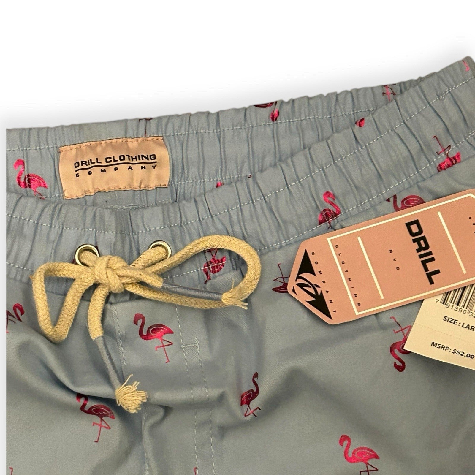 Drill NYC Flamingo Print Shorts – Light Blue & Pink Summer Streetwear (Size Lg)3