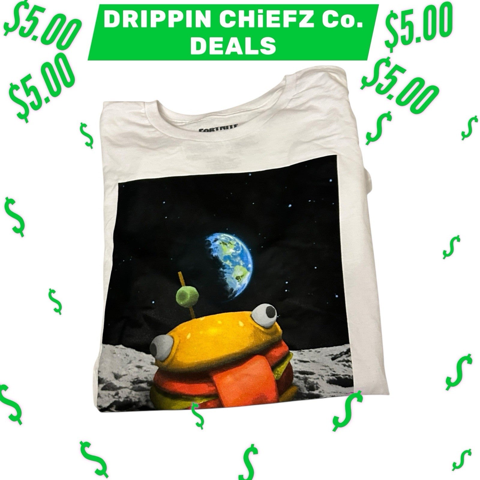  DRIPPIN CHiEFZ $5 DEALZ  Authentic Fortnite Styled Men’s T-Shitt Size [ L ]1