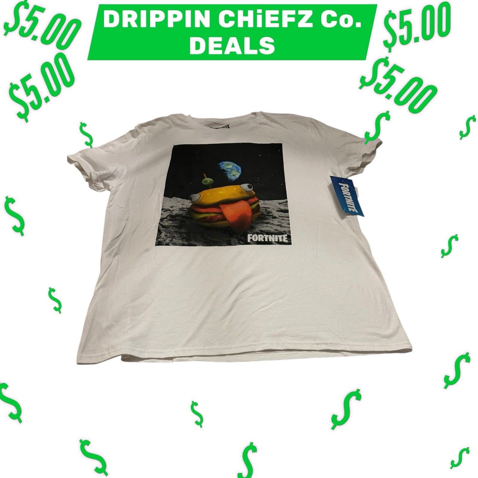  DRIPPIN CHiEFZ $5 DEALZ  Authentic Fortnite Styled Men’s T-Shitt Size [ L ]2