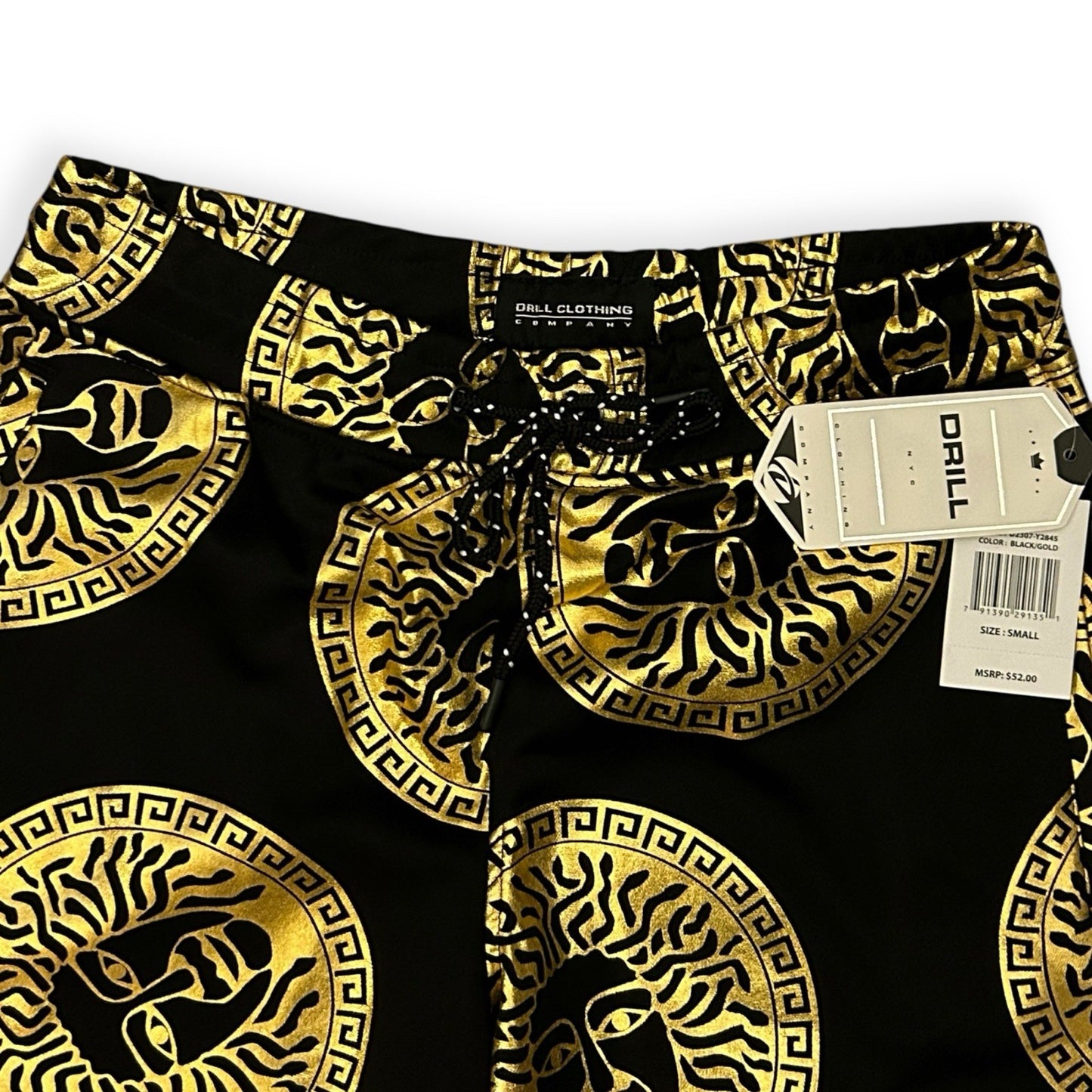 Drill NYC Black & Gold Medusa Print Shorts – Luxury Wear [Versace Inspired]2