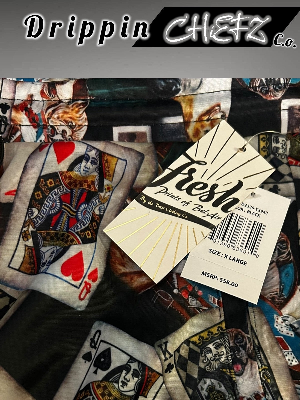 Fresh Prints“All In” Poker Card Graphic Shorts – Streetwear Men’s Size [XL]1