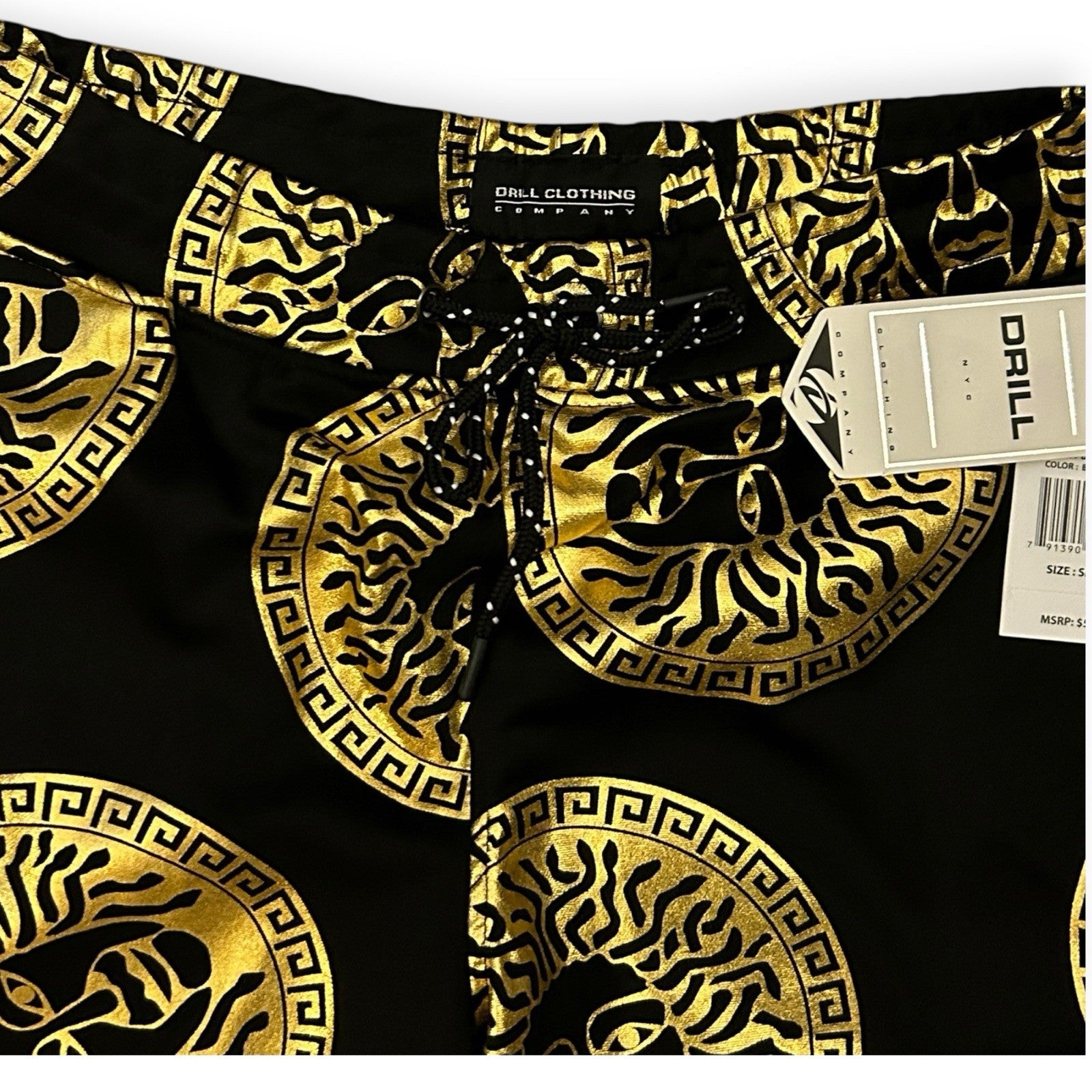 Drill NYC Black & Gold Medusa Print Shorts – Luxury Wear [Versace Inspired]3